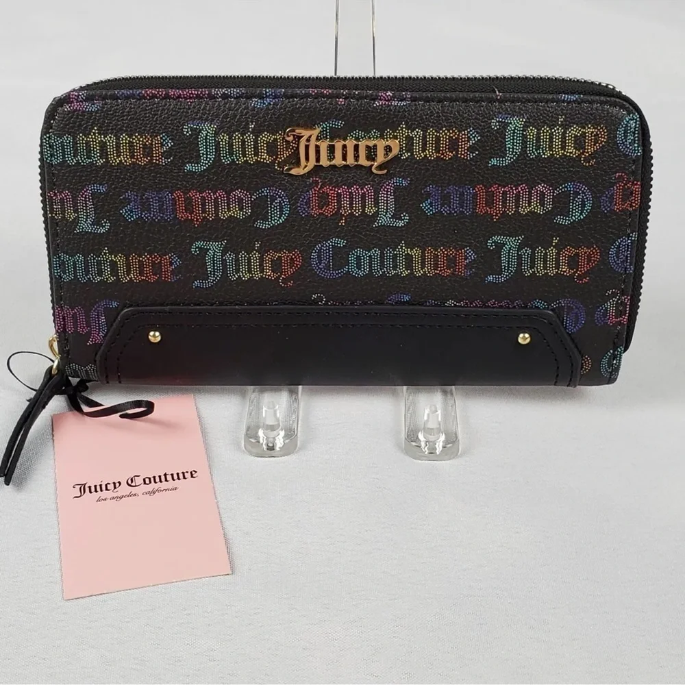 Juicy Couture Black Rainbow Logo Zip Wallet